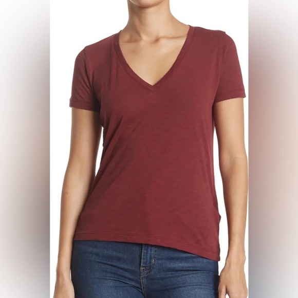 Madewell Tops - NWT MADEWELL V-Neck Short Sleeve T-Shirt XS, Red Wine